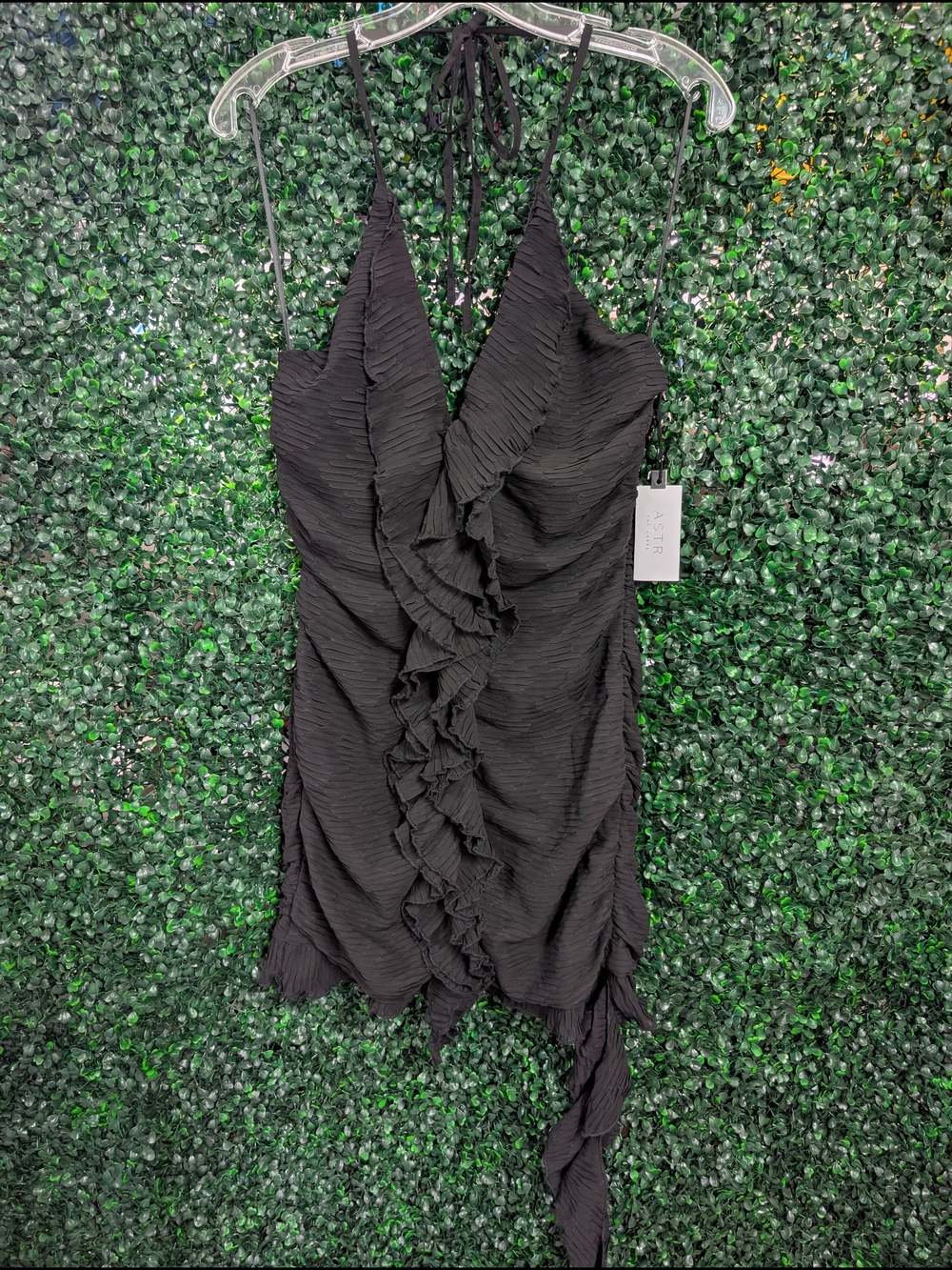 Astr Black Ruffled Mini Dress